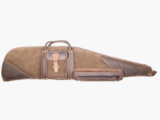 Étui pour fusil en cuir véritable avec poches latérales foncé