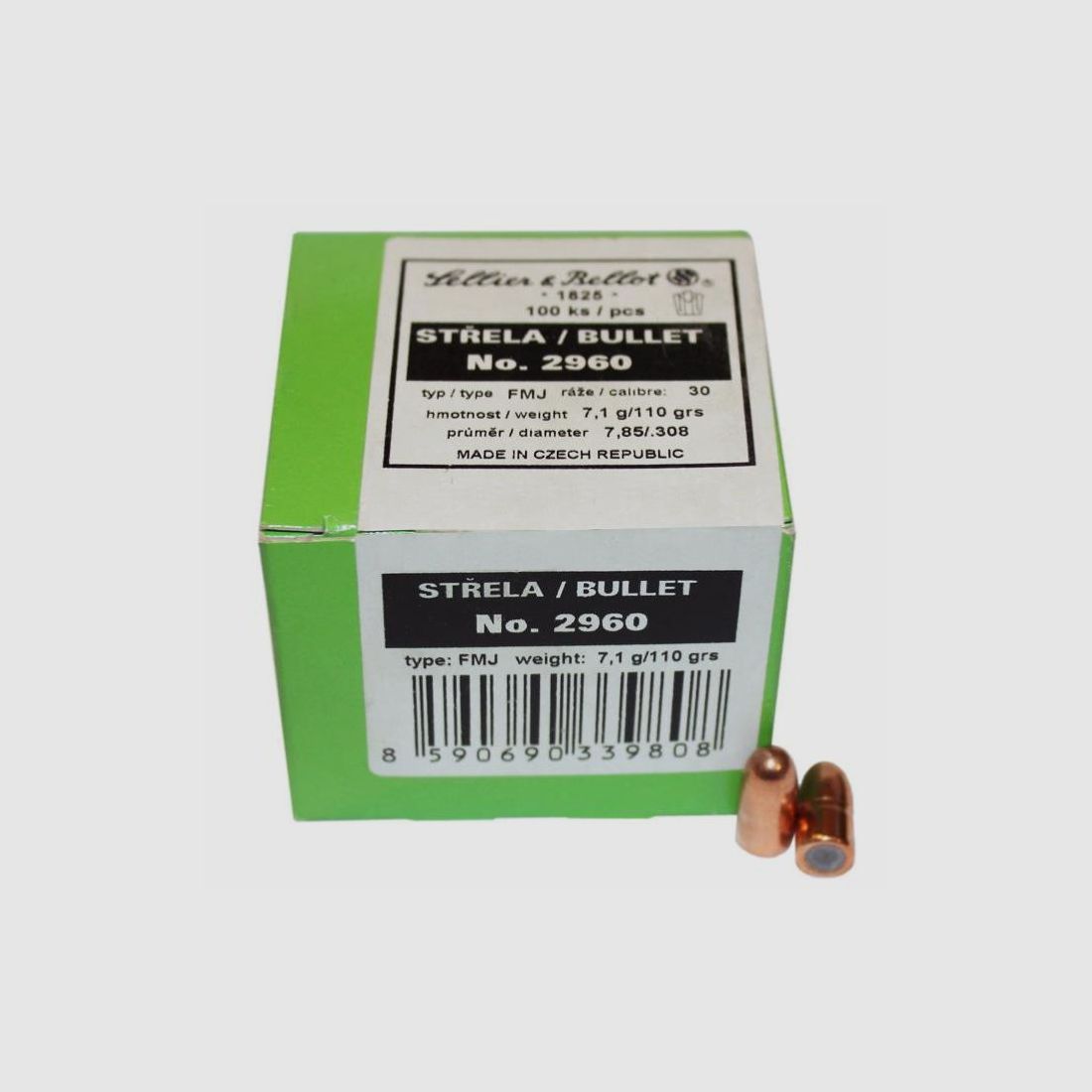 Bullets Sellier Bellot Caliber 30 FMJ 110 grains (2960), image 1 of 2