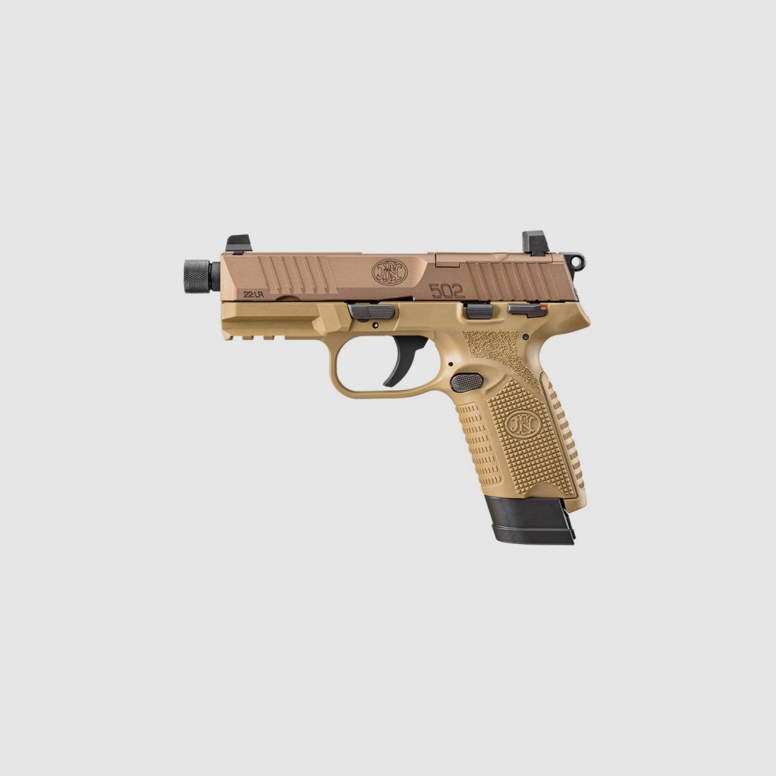 PISTOLET FN HERSTAL 502 TACTICAL FDE CAL.22LR FILETÉ - CATEGORIE B, image 2 sur 8