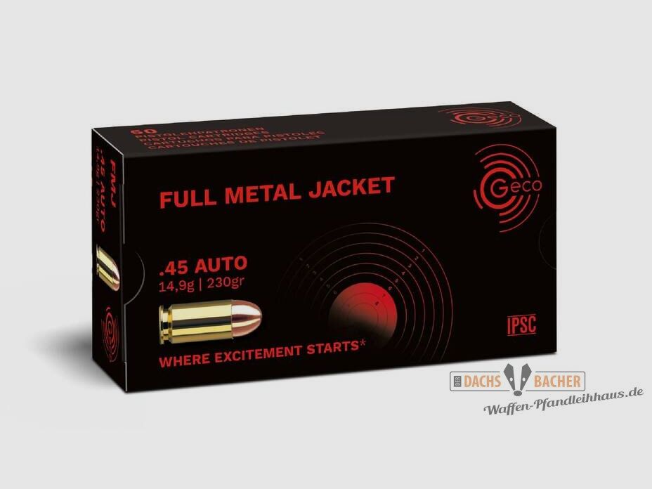 GECO .45 Auto FMJ Full Metal Jacket 14,9g/230gr 50 cartouches