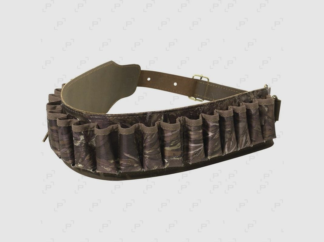 Patronengürtel aus Leder und Camouflage-Gewebe 20 Röhren