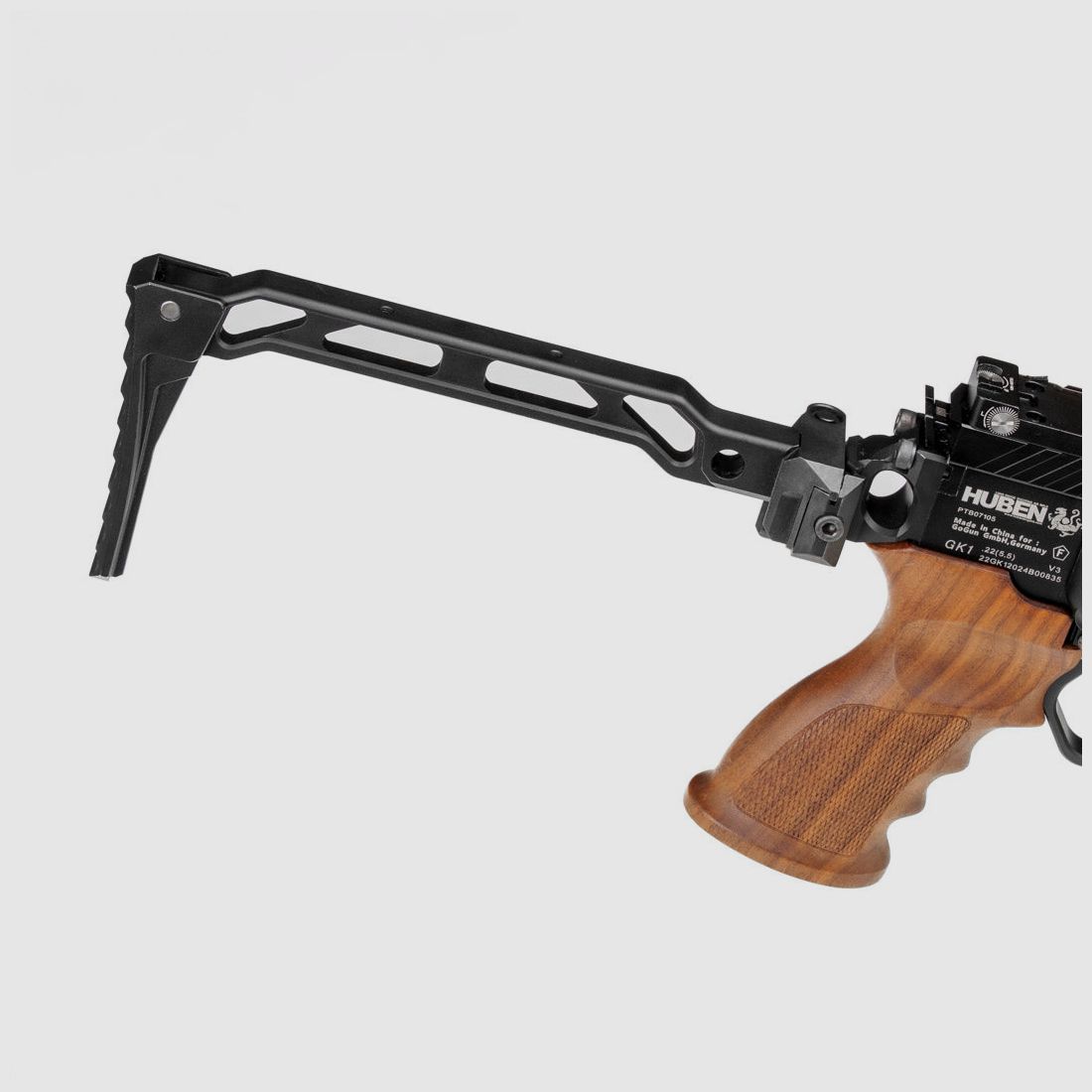 Schulterstütze Huben GK1 | ALU schwarz eloxiert | klappbar | für weitere Picatinnys