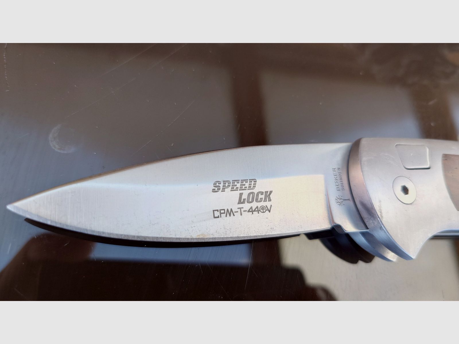 Speedlock I 2.0 Wüsteneisenholz con funda de cuero Böker Negro NUEVO Springer