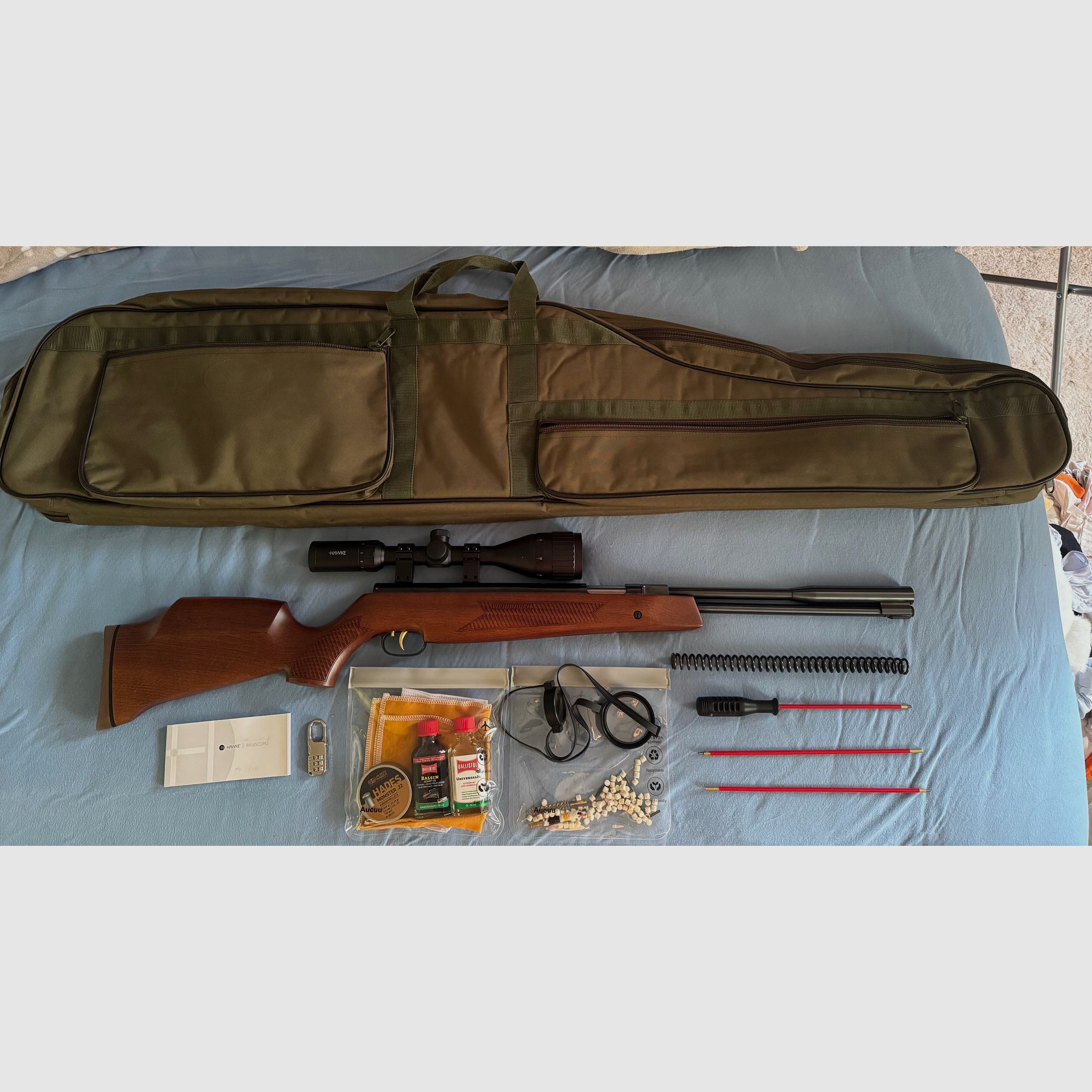 Weihrauch HW 97 Kaliber 5,5 Zielfernrohr HAWKE Futteral ExportFeder