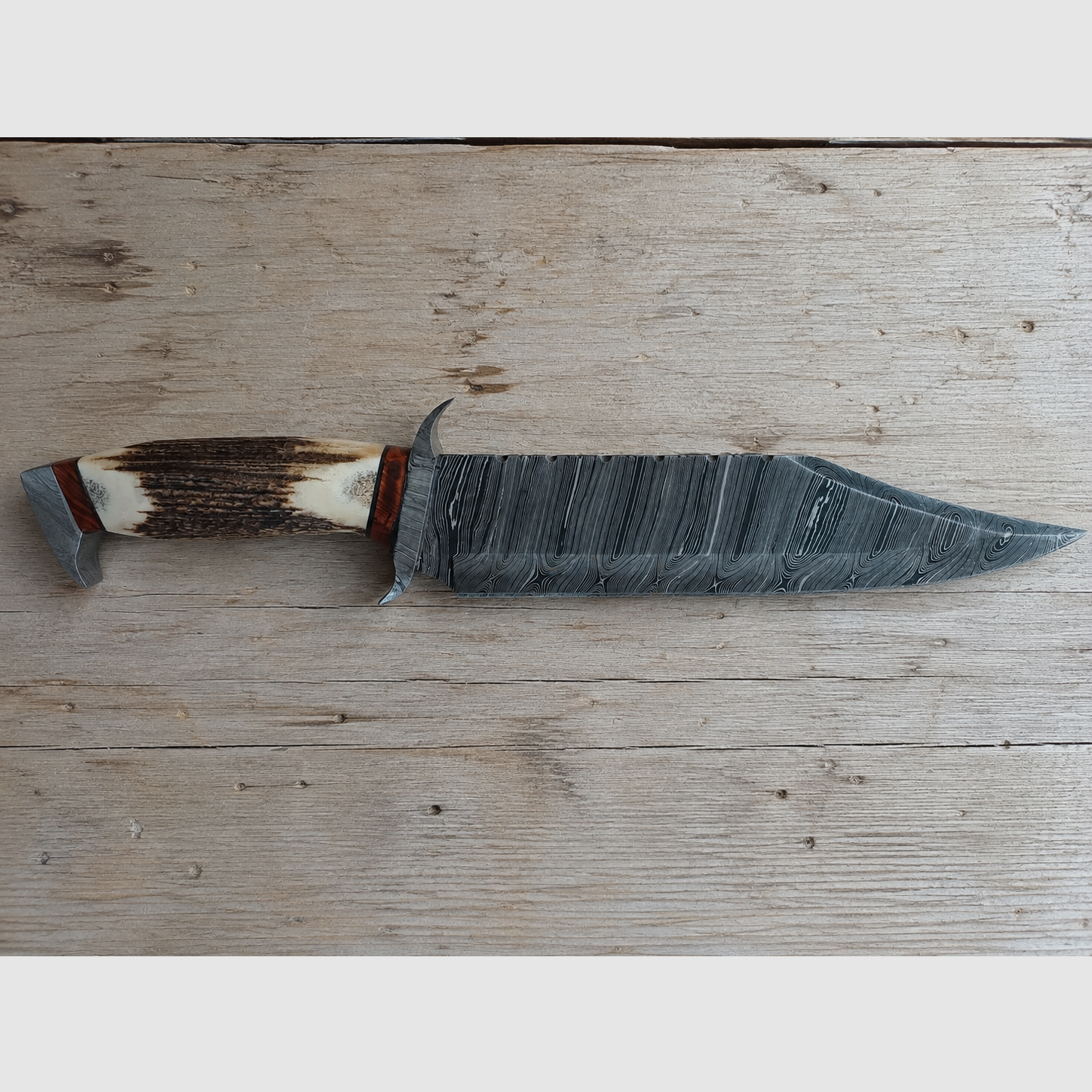 Damast Jagdmesser handgeschmiedet P. Steinkühler – 43cm Bowie Unikat, Bild 1 von 5