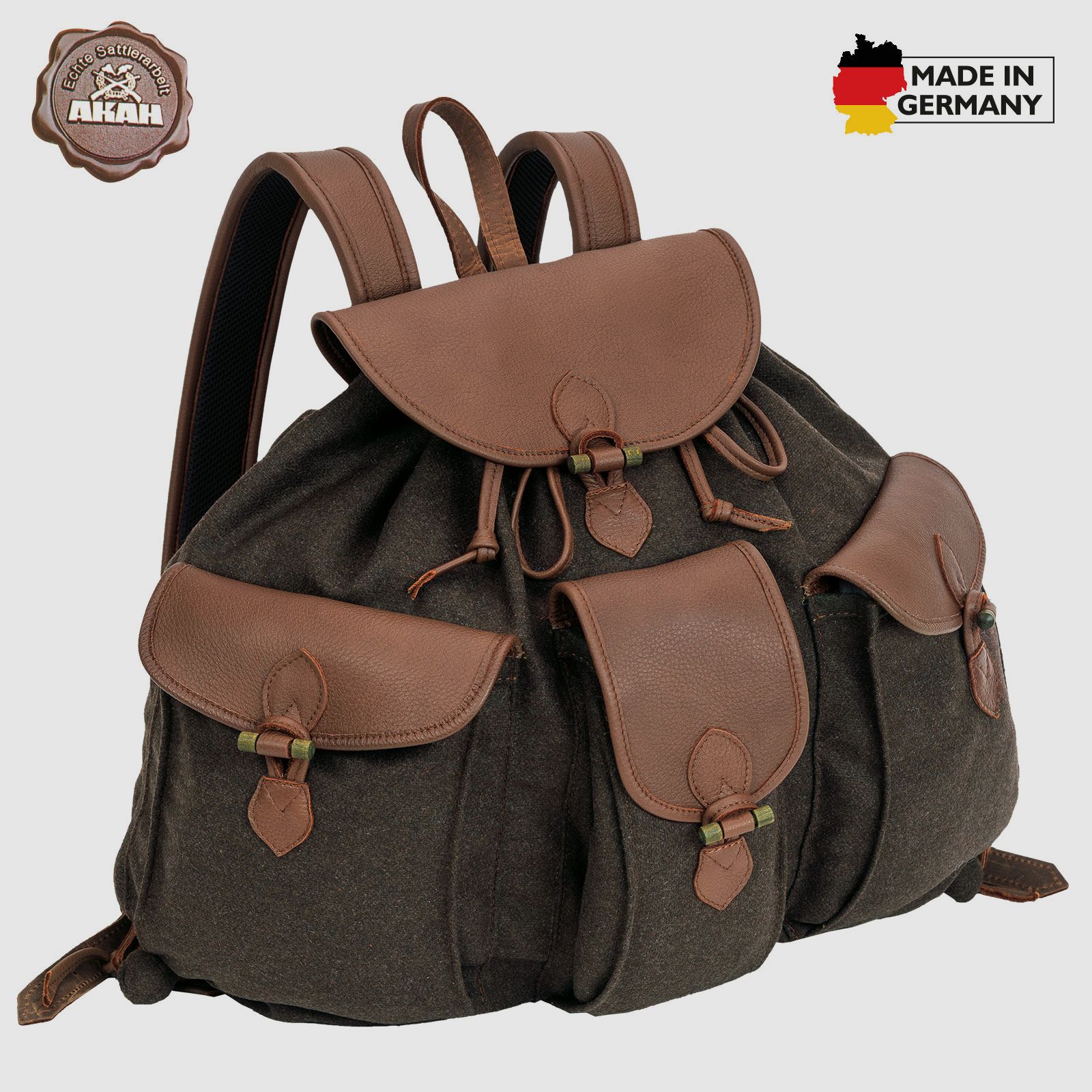 Rucksack Loden de Luxe mit Elch-Leder