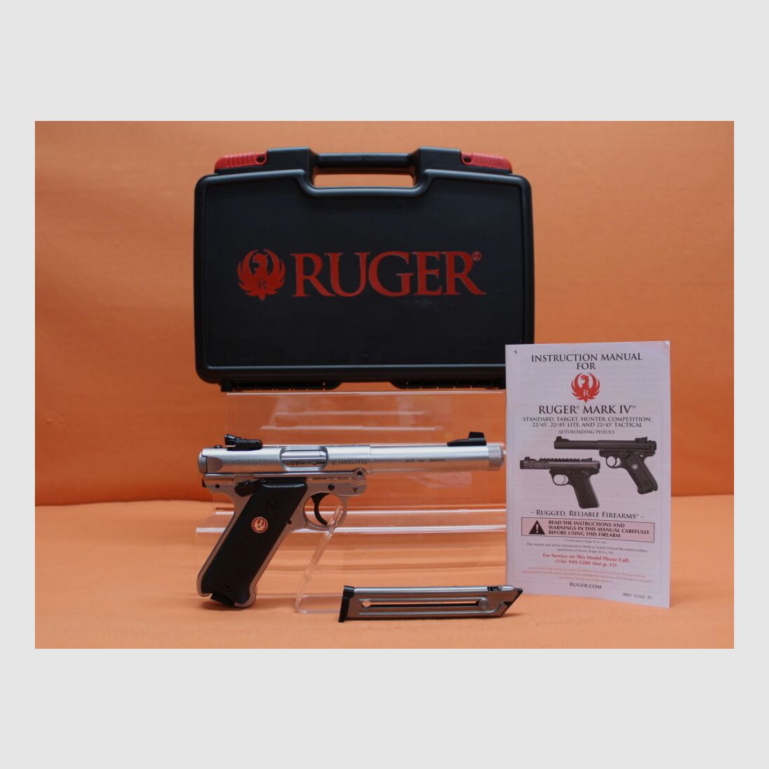 Ruger Ha.Pistole .22lr Ruger MARK IV Target Stainless THR 5,5" Lauf/ Gewinde 1/2-28 (.22lfB/.22L.R. MK4)
