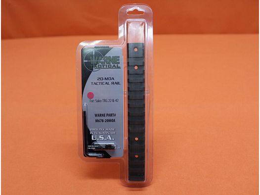 Warne Sako TRG-22/42: Warne (678M20MOA) Tactical Scope Base 20MOA Forward Slope Picatinny Mounting Rail (1-piece) Phosphated Steel