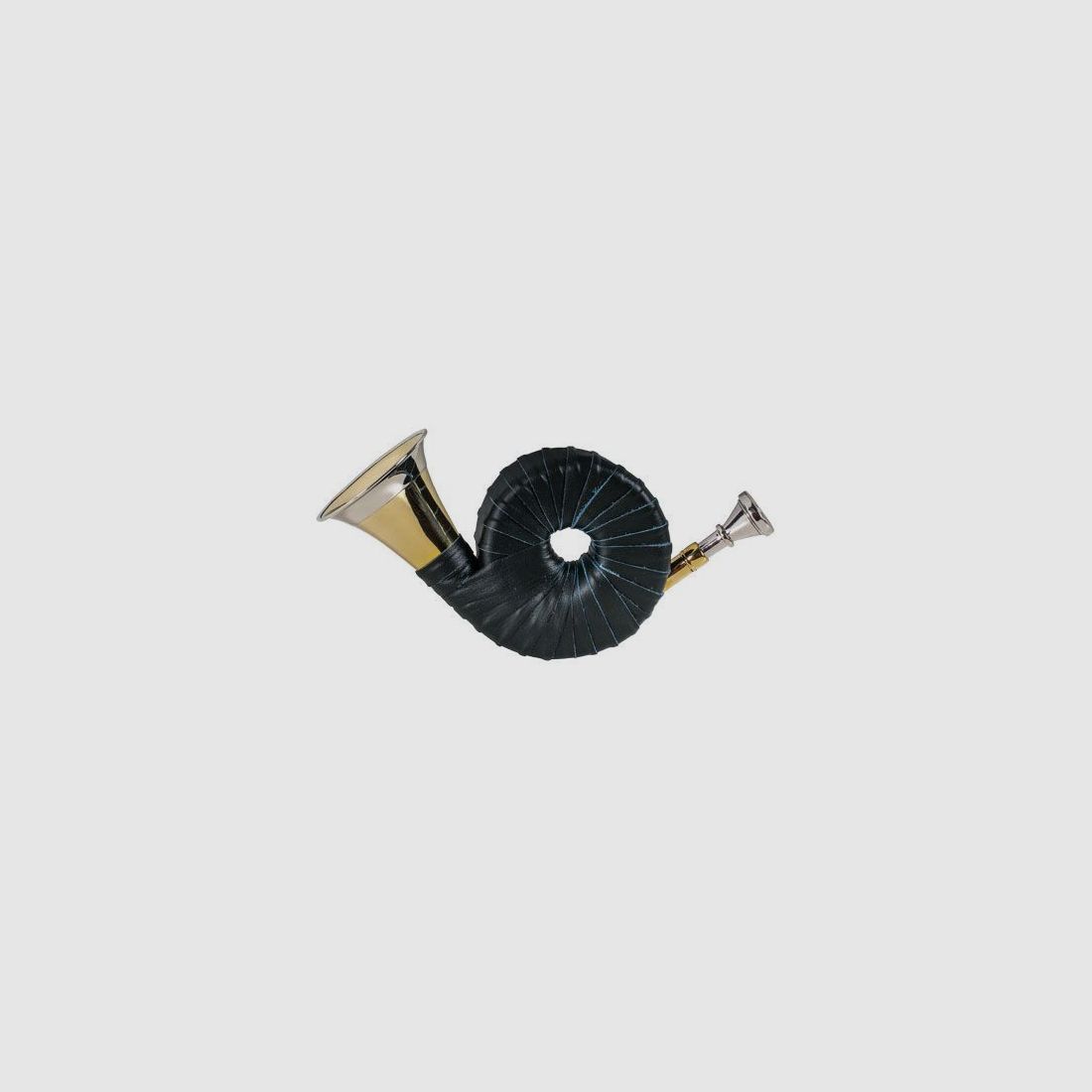 Pocket hunting horn with genuine leather wrapping, image 2 of 2