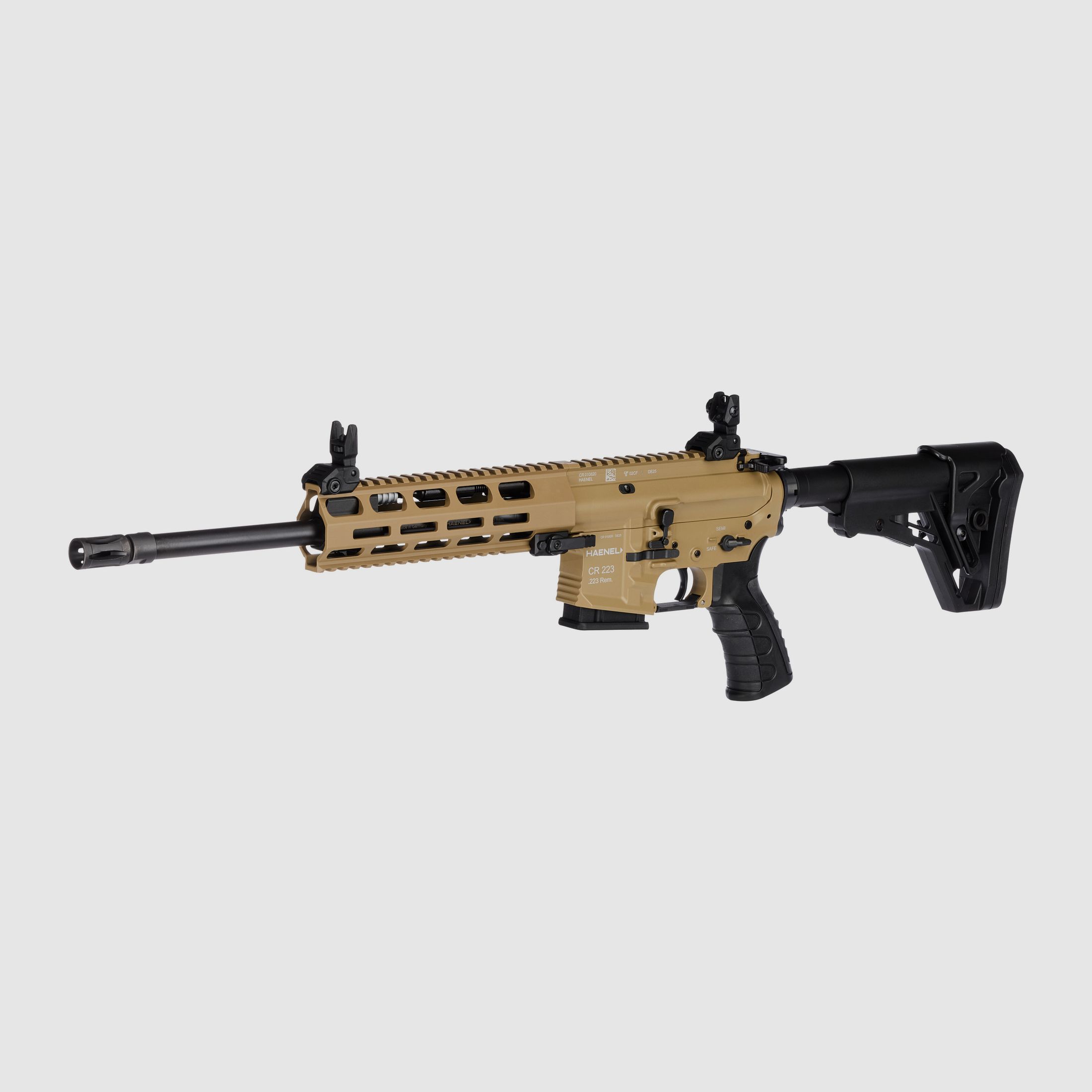 Haenel CR 223 M-LOK Handschutz Lauflänge 368 mm | Matchabzug | Handschutz kurz | Sandfarben | nicht sportlich zugelassen, Kal. .223 Rem.