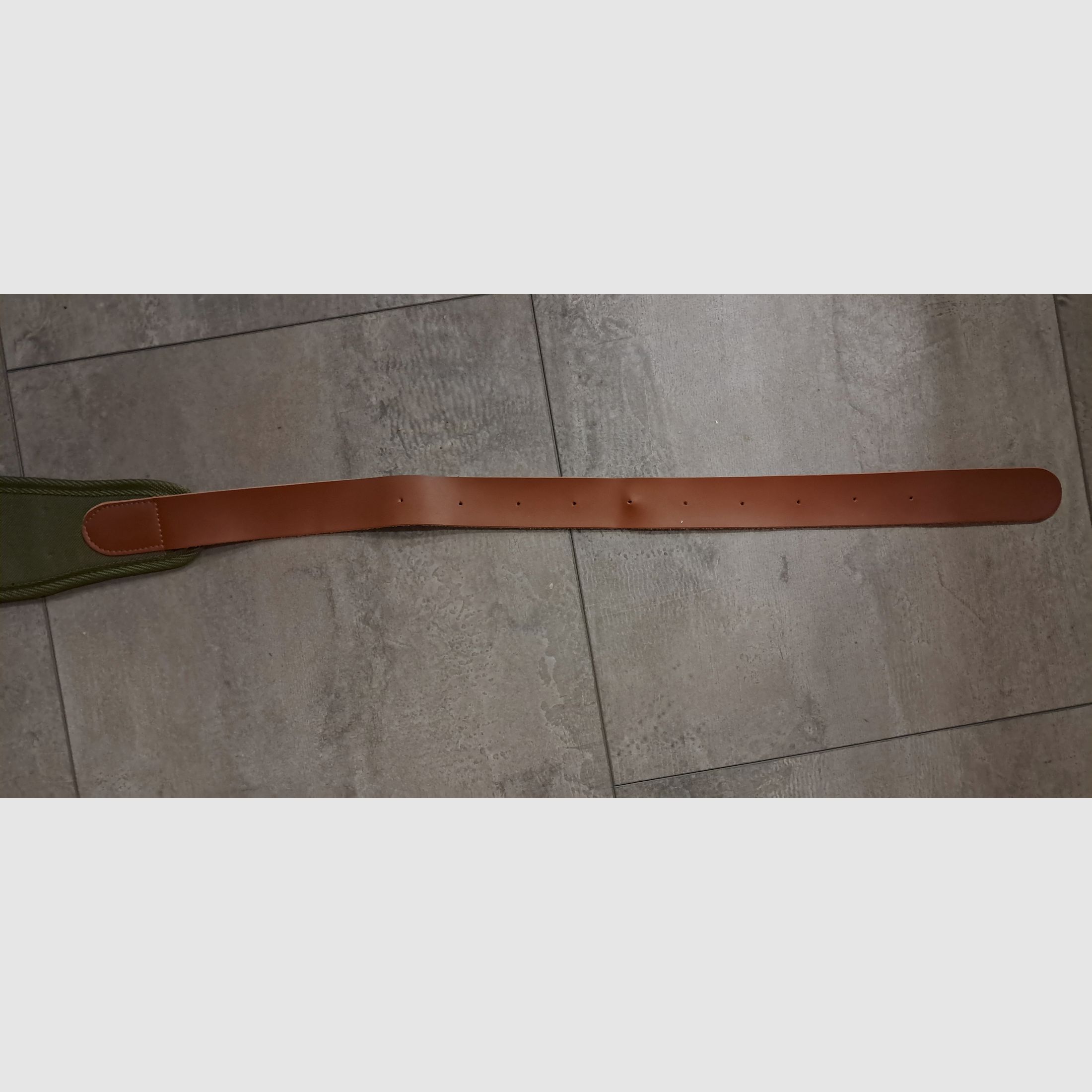 Patronengurt Kaliber 12, Cordura Leinen oliv, Lederverschluss wie neu!