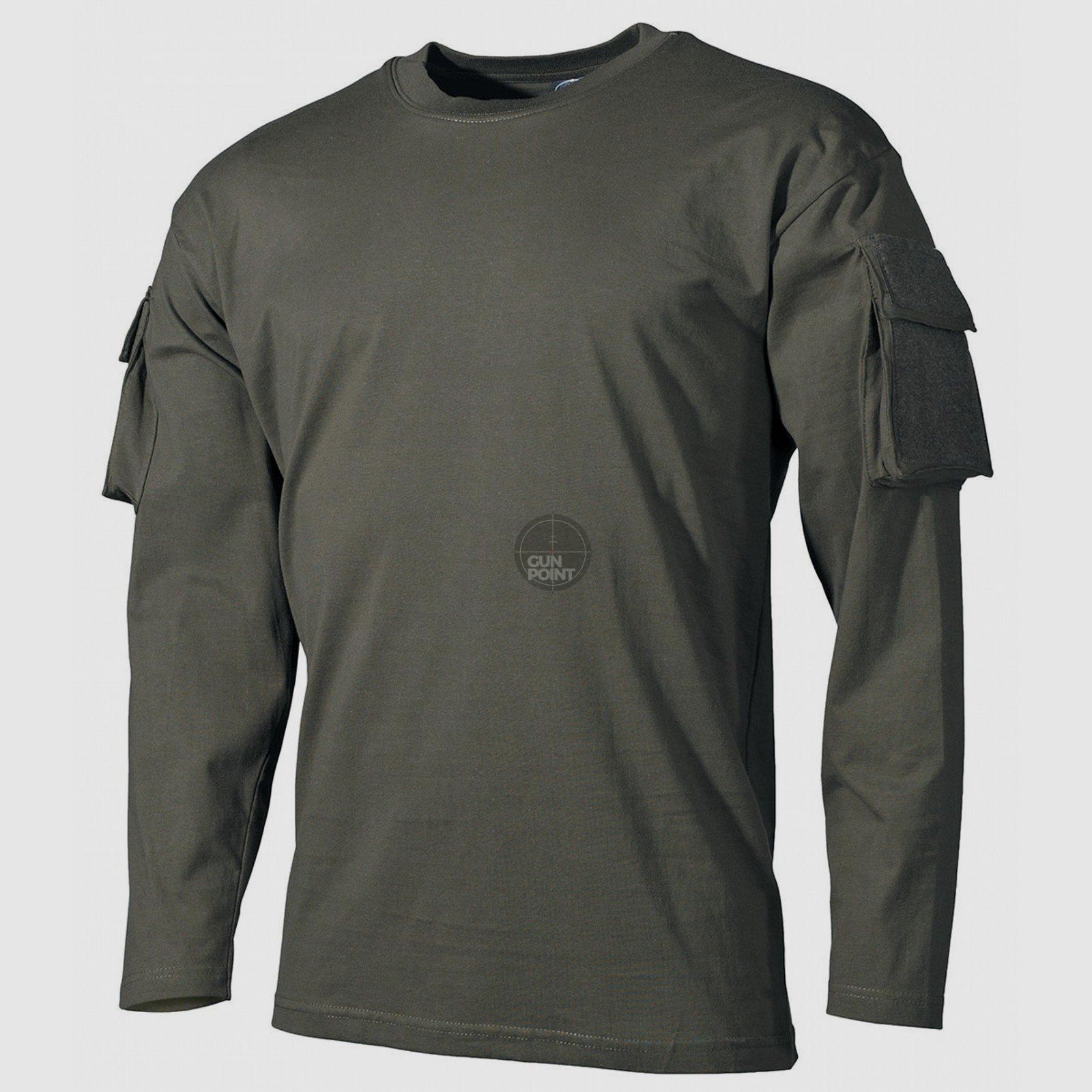 US shirt, long sleeve, olive, with side pockets - Size: XXL