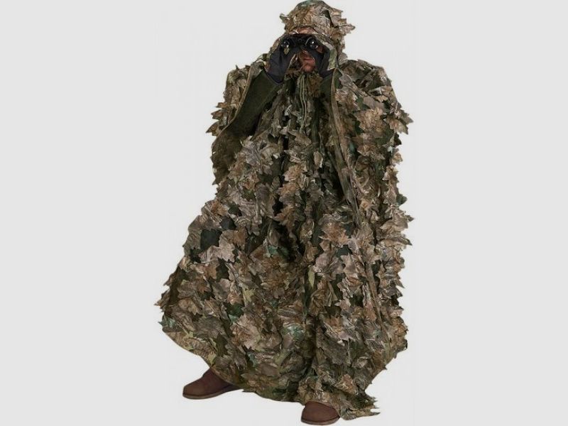 Delux 3-D Blätter CAMOUFLAGE PONCHO WOOD Überzieh-Tarnanzug