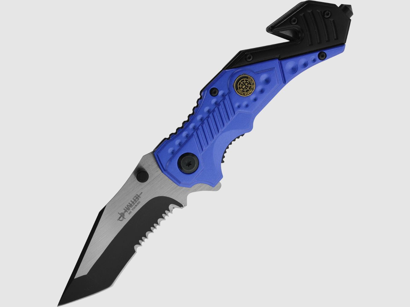 Rescue Taschenmesser blau/schwarz federuntersttzte Klinge
