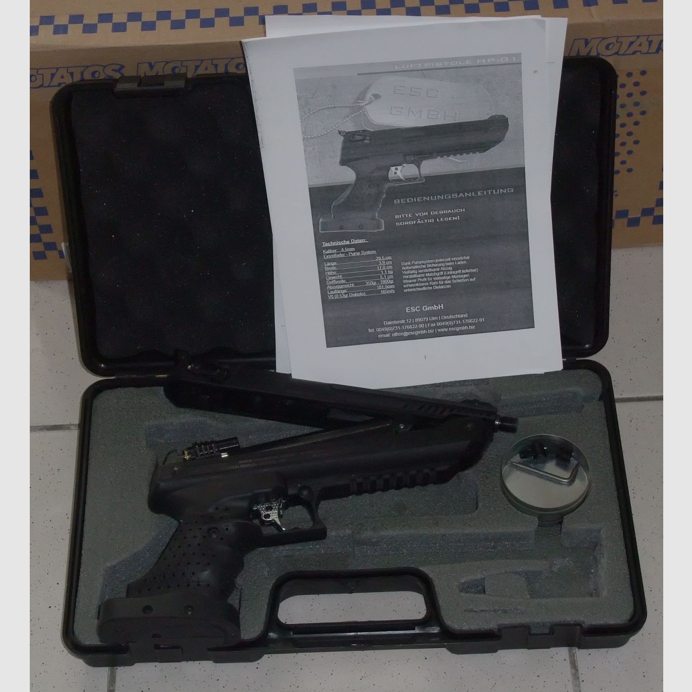 Pistolet à air pré-comprimé Zoraki HP 01 avec poignée droite calibre 4,5 mm avec adaptateur de silencieux