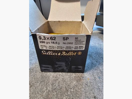 S&B 9,3x62 18.6 g  / 286grs  Bleihaltig 