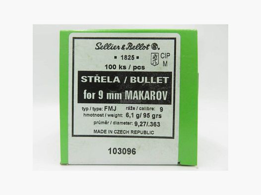 Bullets 9MM MAKAROV 95GR FMJ