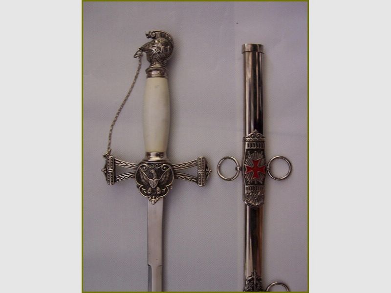 Ritter von St. John Freimaurer Schwert Adler Wache Kette 37.5"
