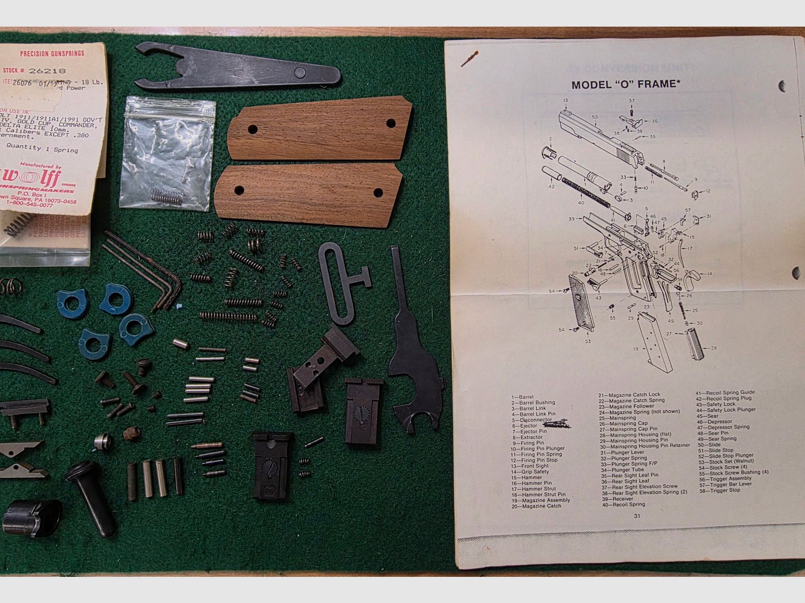 Very large lot of spare parts Colt Government 1911 various versions