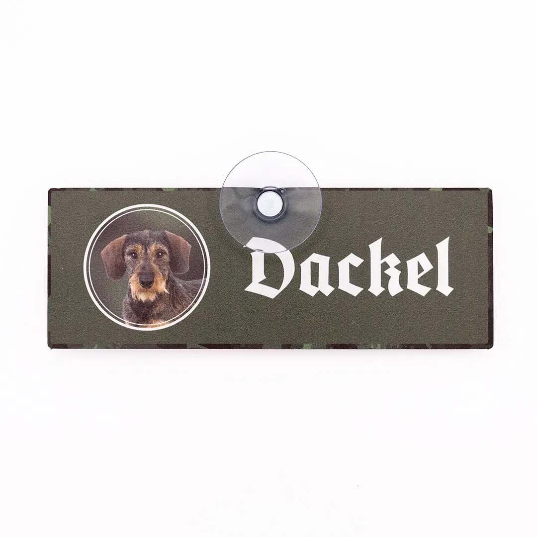 Wild Hilde car sign rough-haired dachshund