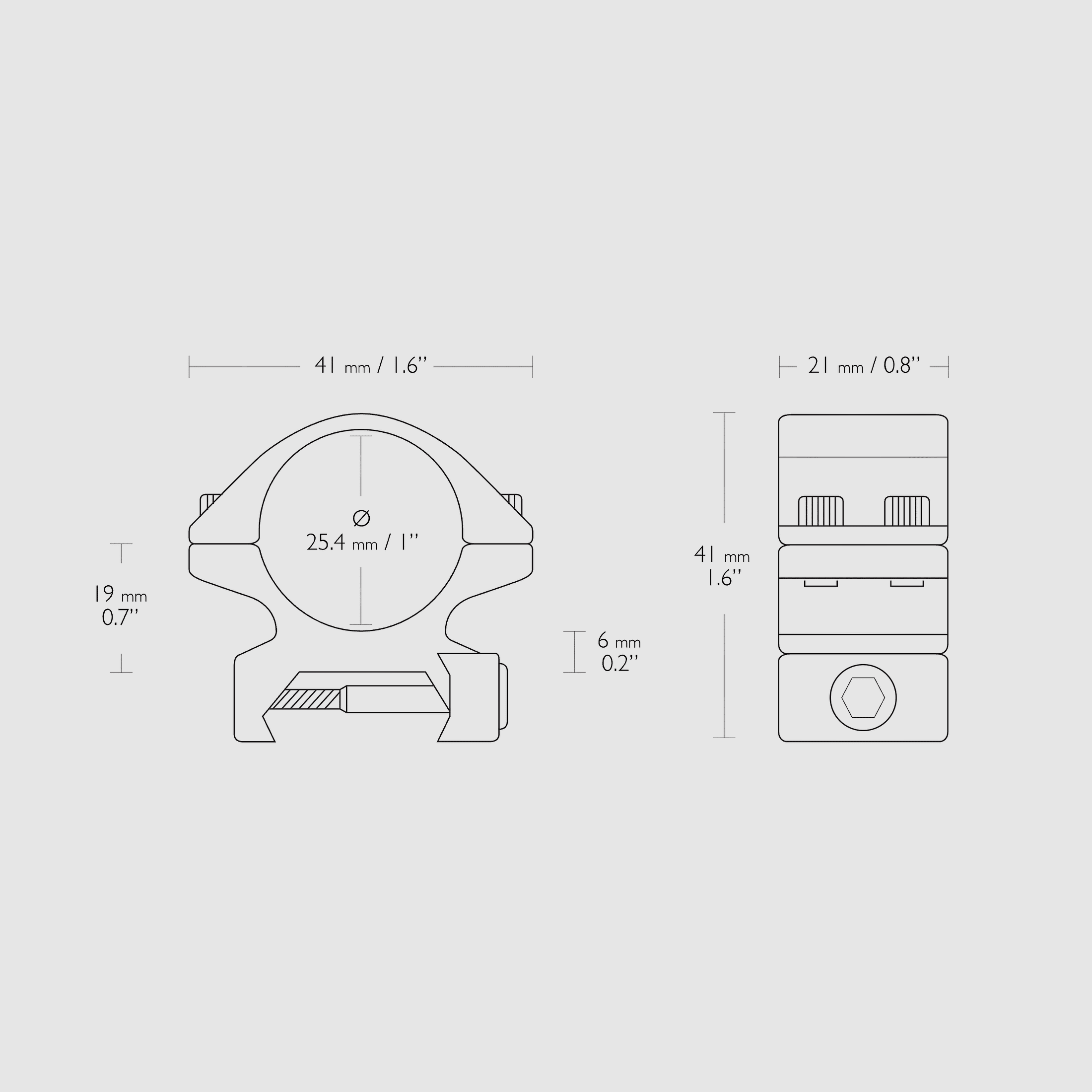 Hawke Match Ring Mounts Weaver – 1″ – Low, image 2 sur 2