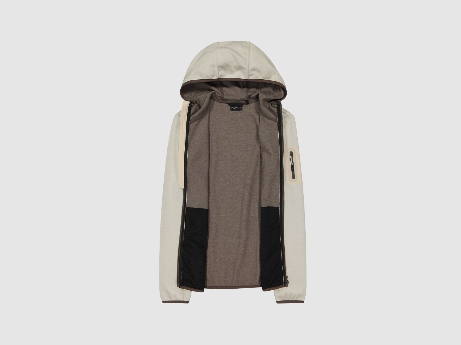 CMP Knit-Tech-Fleece mit Kapuze und Mesh Beige