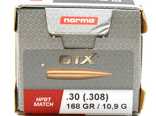 100 Stück NEUE NORMA HPBT Hohlspitz MATCH Geschosse GTX - CAL 30 .308 168gr 10,9g HPBT GOLDEN TARGET