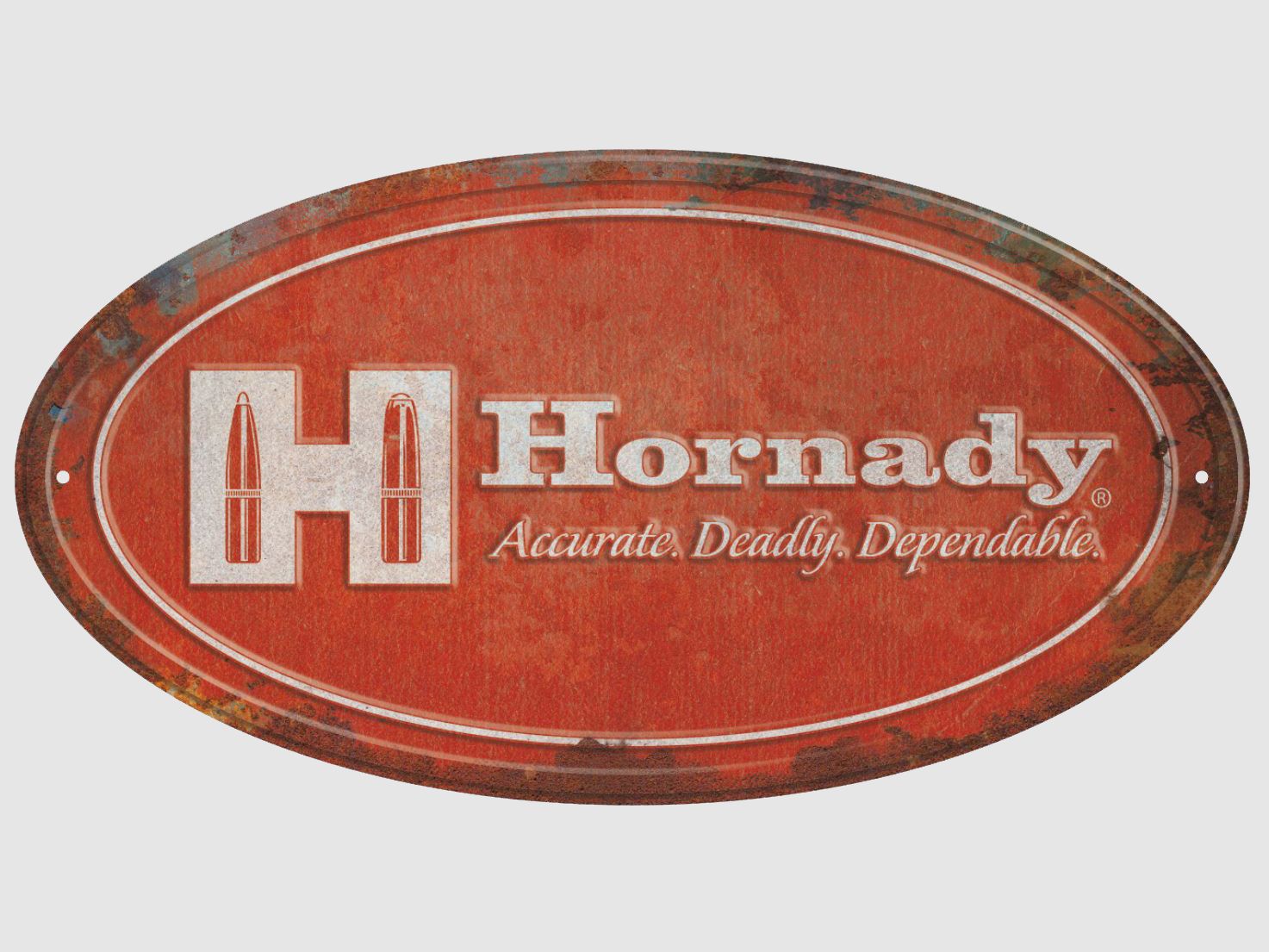 Cartel Ovalado Rústico Hornady de Aluminio Vintage