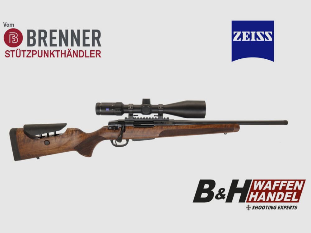 Brenner Komplettpaket: BR20 L.E. (Nussbaum, verstellbarer Schaftrücken) mit Zeiss V4 3-12x56