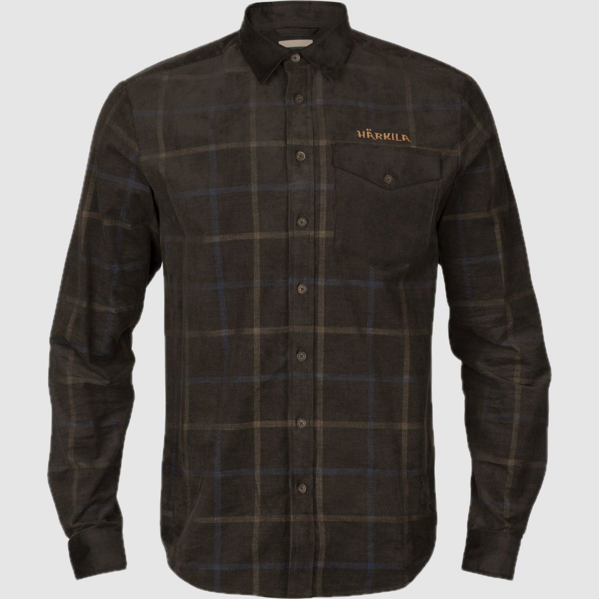 Camisa de cuadros de corduroy HÄRKILA Kaldfjord color marrón sombra