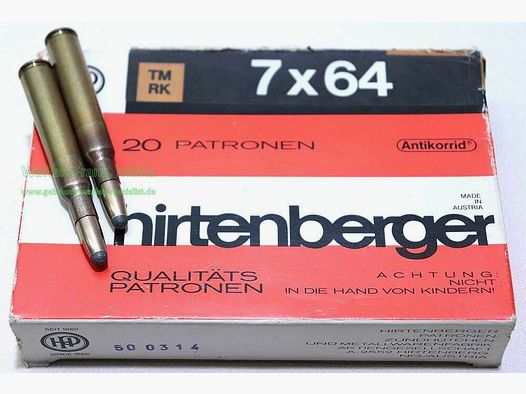 Hirtenberger / Austria cartucce per fucile 7x64 9,0 g TMR