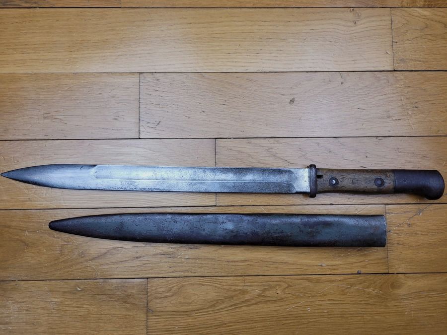 Baïonnette allemande S14 – fourreau Ersatz – Fabricant Samsonwerk – beaux poinçons – vers 1915 – TBE, image 6 sur 14