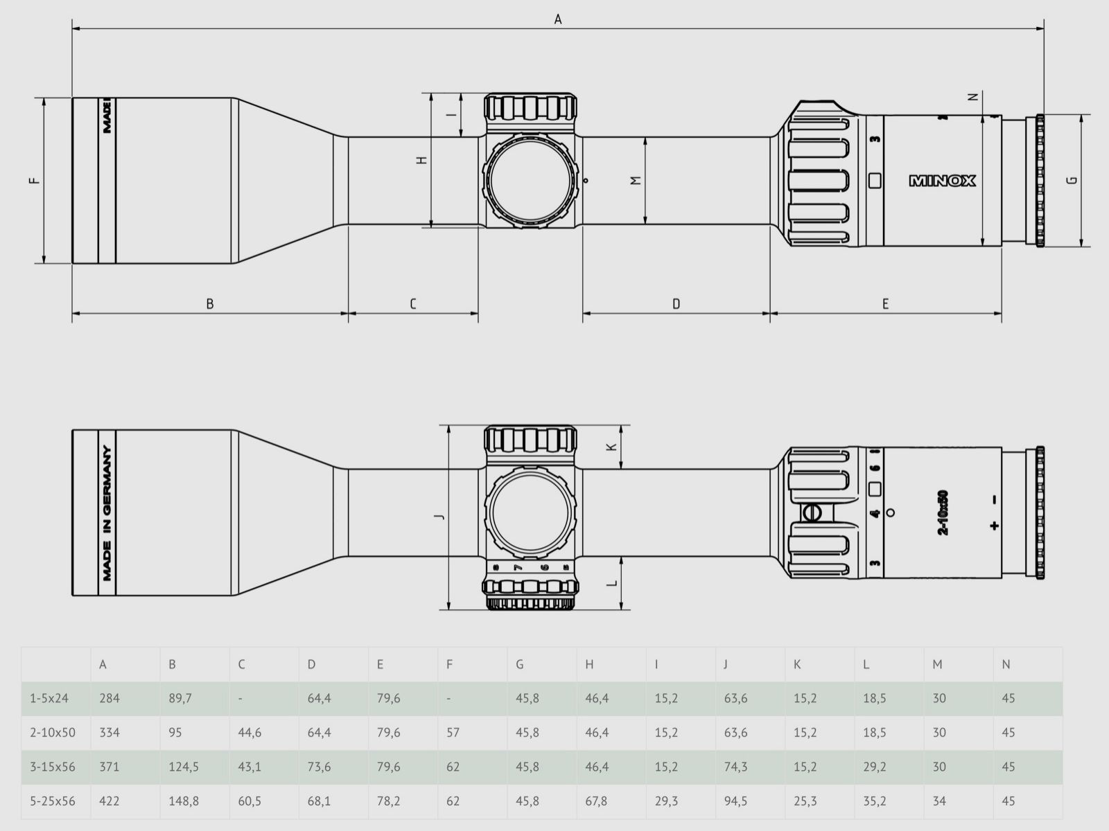 Minox 80107663 Lunette de visée polyvalente 2-10x50 Réticule lumineux 4 dans 2 plans d'image
