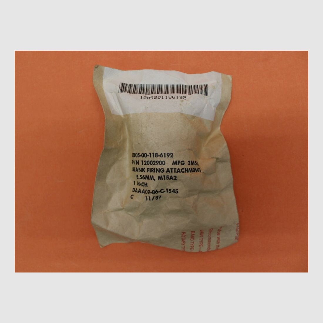 USGI	 AR-15: Blank Firing Attachment 5,56MM, M15A2  (1005-00-118-6192) USGI Surplus, Stahl rot lackiert, in Originalverpackung.