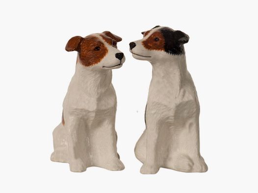 Salière et poivrière en porcelaine Lovergreen motif Jack Russell
