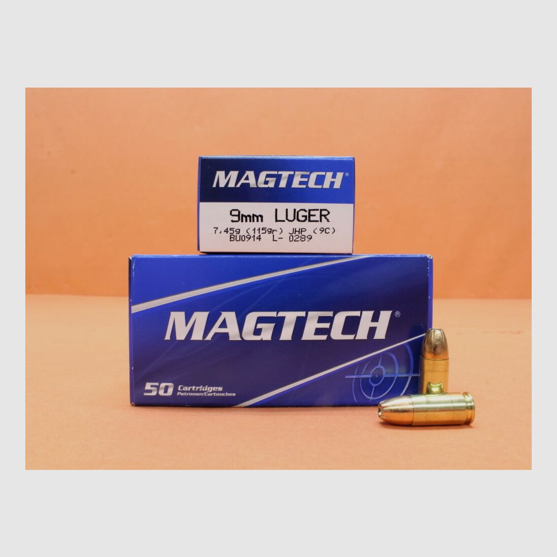 Cartuccia Magtech 9mm Luger Magtech 115gr JHP (9C) VE 50 cartucce / 7,45g proiettile a punta cava con rivestimento parziale