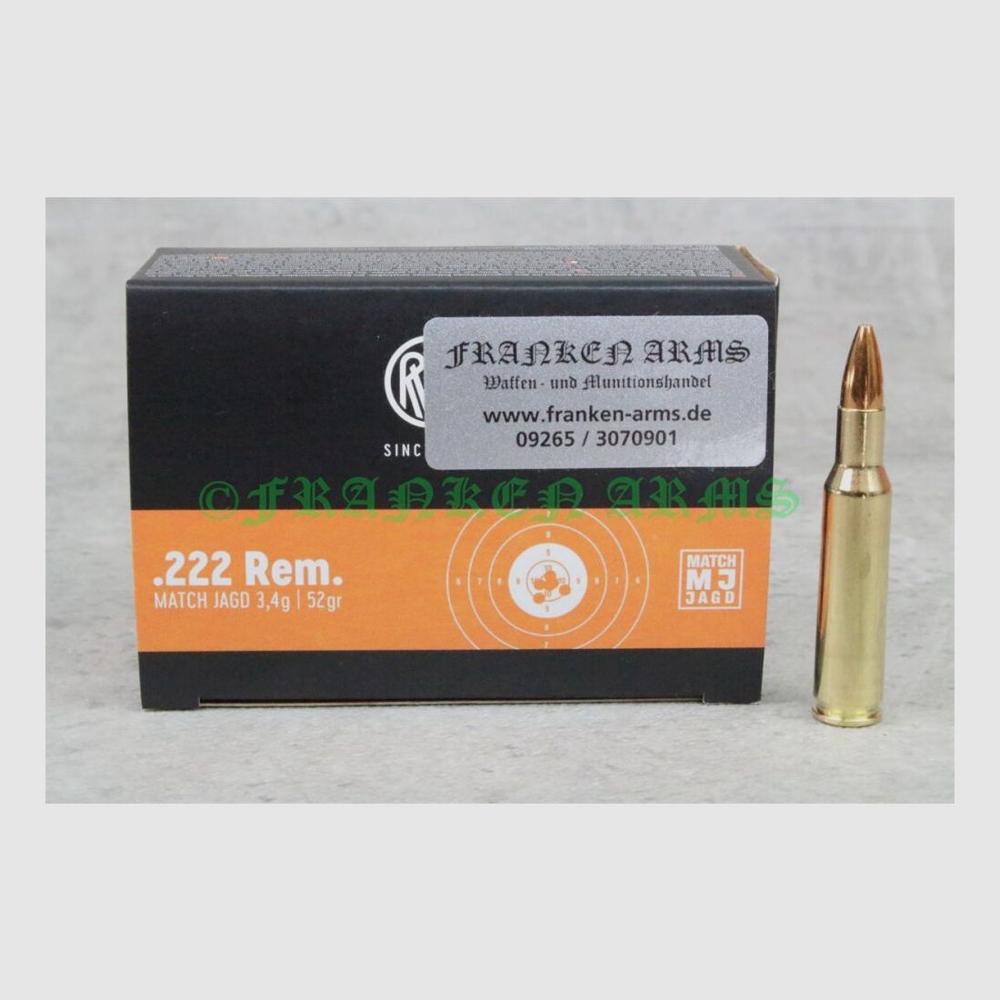RWS MatchCaza .222 Rem. 52gr. 3,4g 30Piezas Precios por cantidad