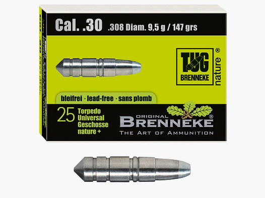 Balle Brenneke .30 (.308) TUG nature+ 9,5g / 147grs 25 pièces