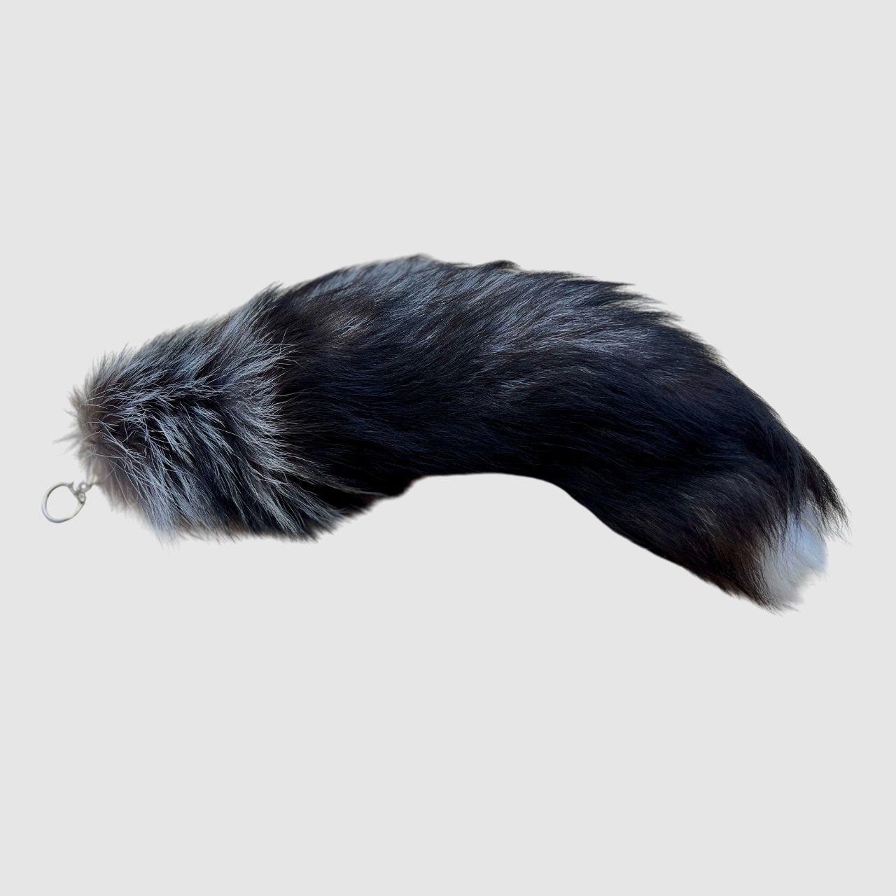 Real silver fox tail with keychain