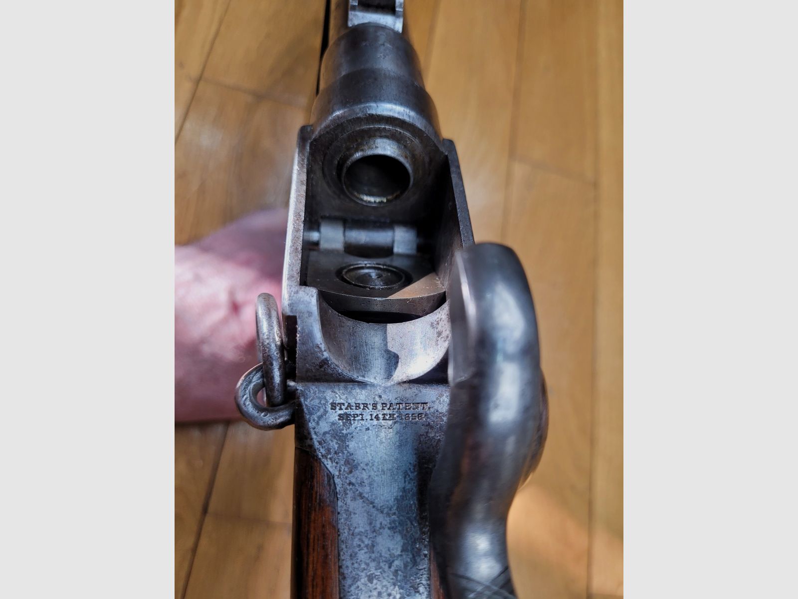 Belle et rare Carabine Starr de cavalerie modèle 1858 – Guerre de Sécession – Au 1er d&rsquo;Arkansas – cal. 54 à bloc basculant – utilisée par la Défense Nationale en 1870 – Et le moule est fourni avec l&rsquo;arme ! TBE !, image 1 sur 32