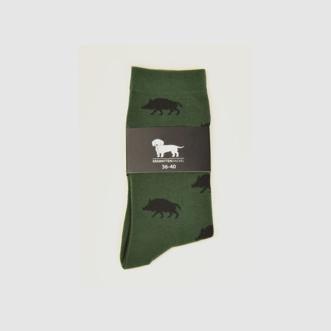 Krawattendackel Unisex Socken grün, Wildschwein schwarz