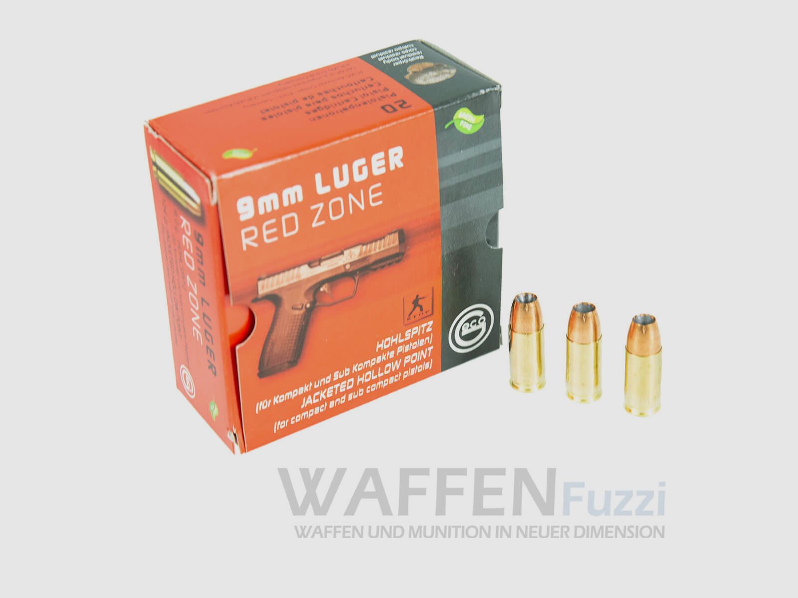 Geco 9mm Luger Hohlspitz 123gr 20 Schuss - Green Fire