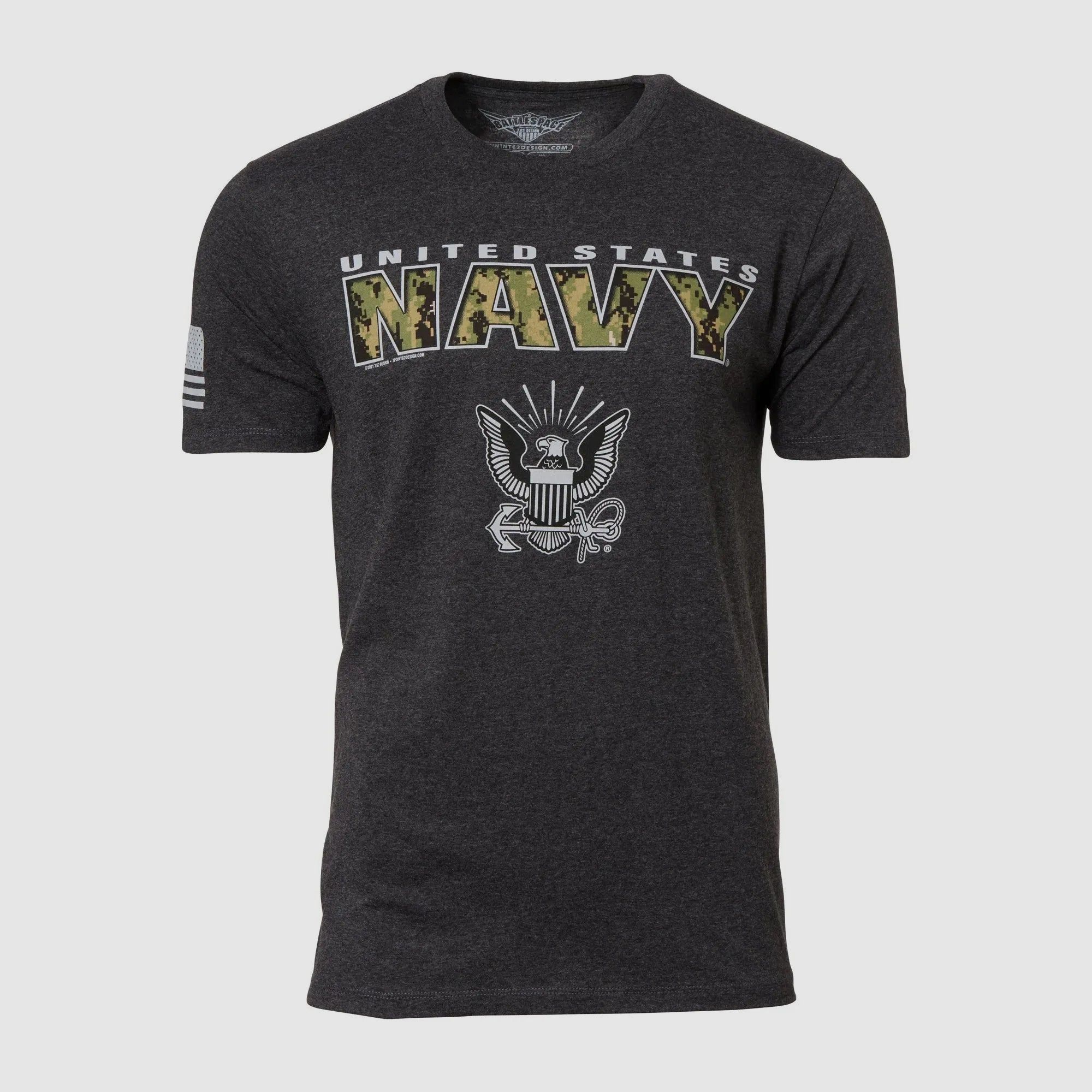 7.62 Design 7.62 Design T-Shirt USN Camo Text heather black