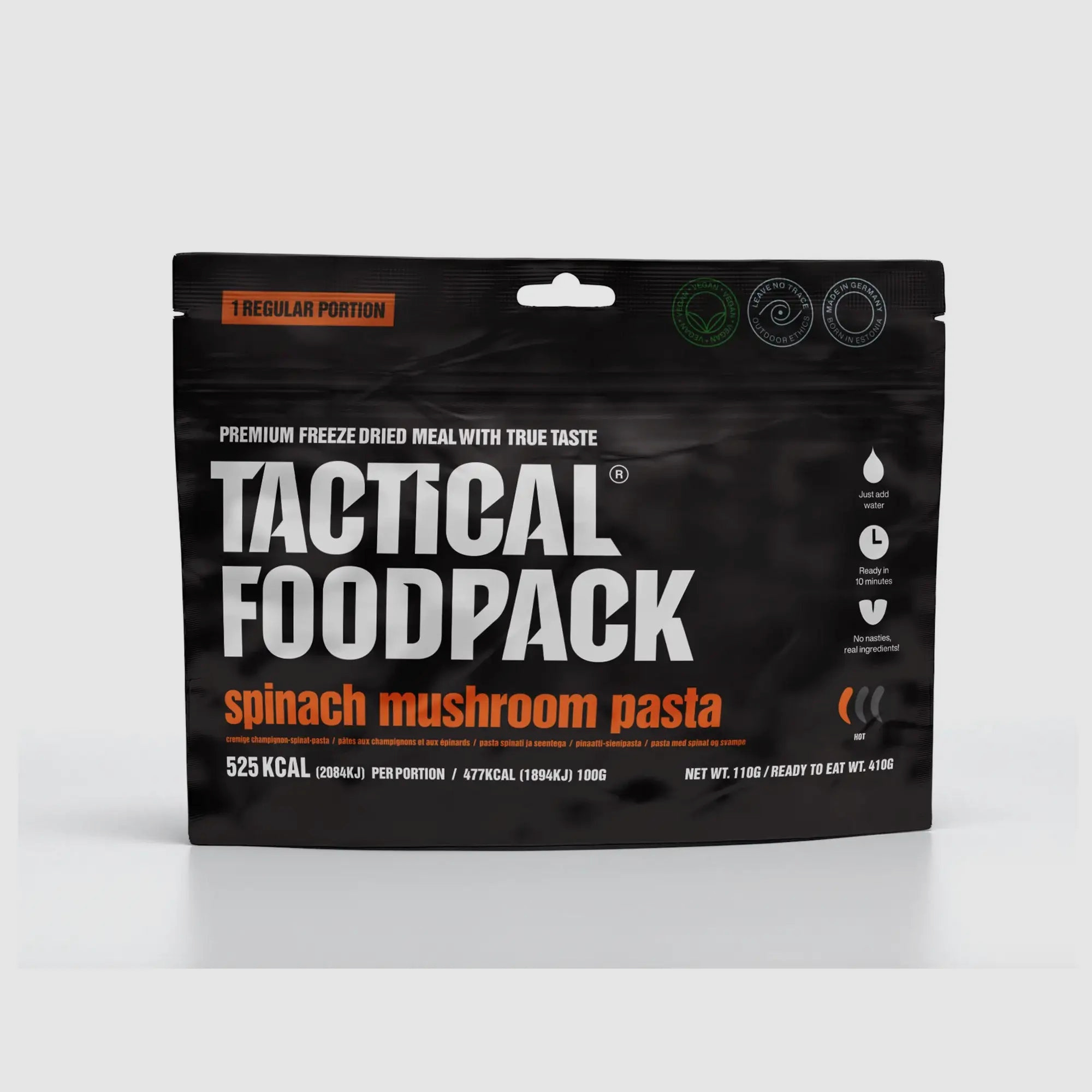 Tactical Foodpack Plat Principal Pâtes aux Champignons avec Épinards