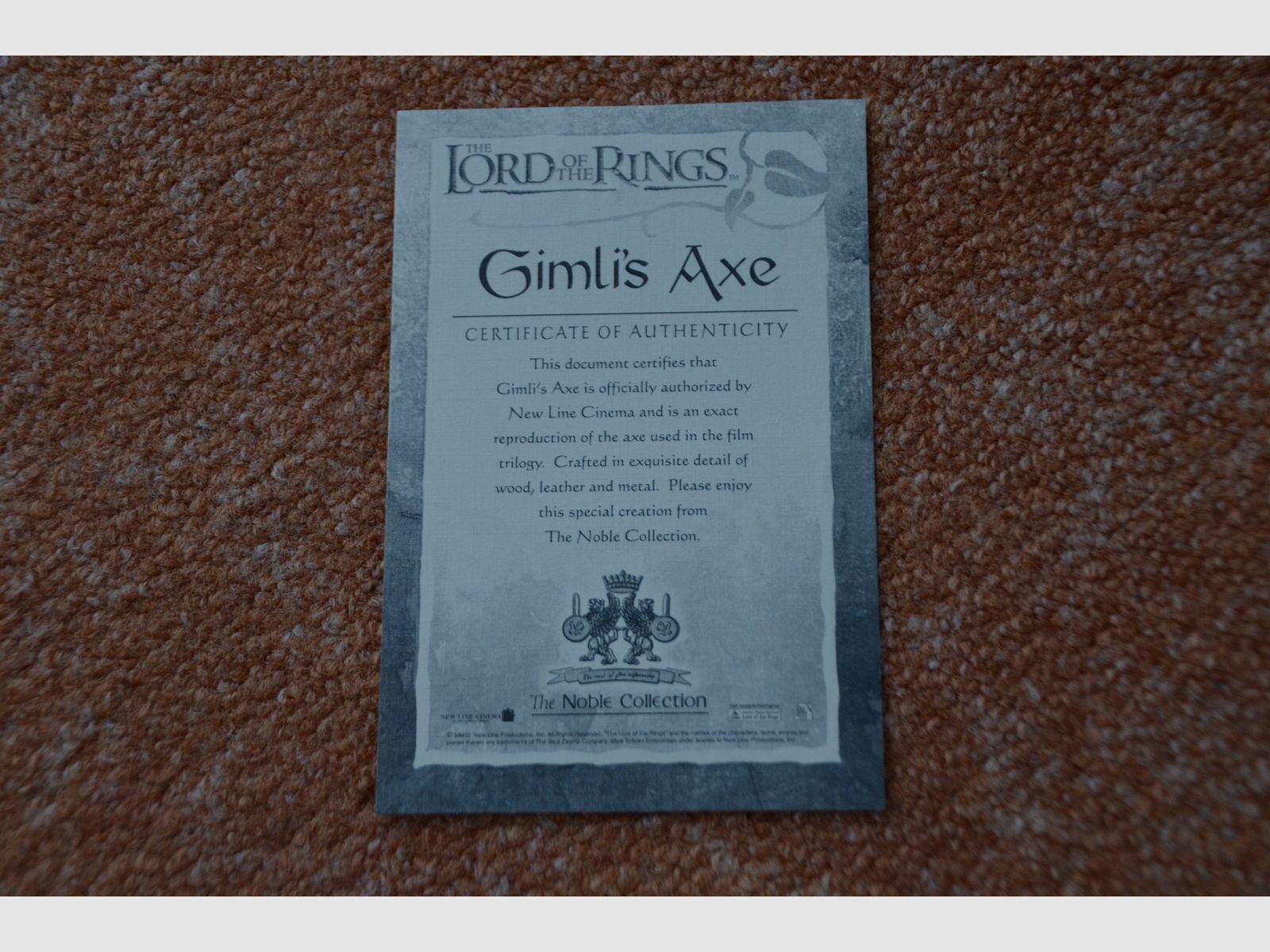 Der Herr der Ringe, Axt von Gimli, The Noble Collection