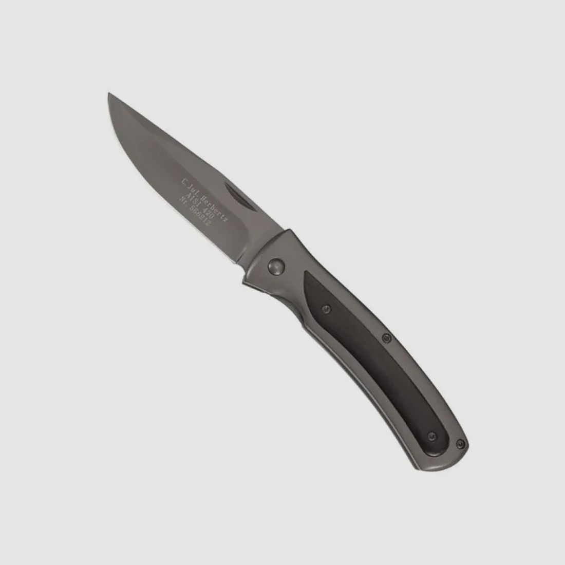 Couteau Titane lame acier 420 noire manche acier inox 11,5cm, image 1 sur 3