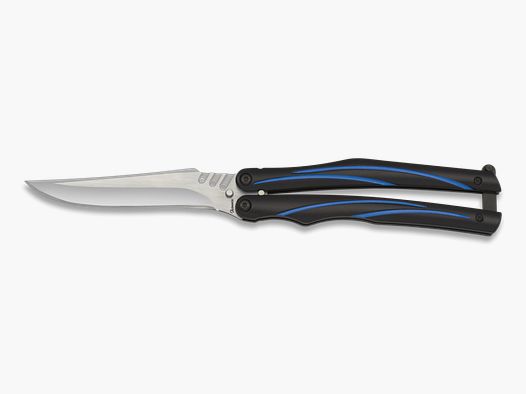 Coltello a farfalla Sporting Blue manico in alluminio e lama di 10 cm