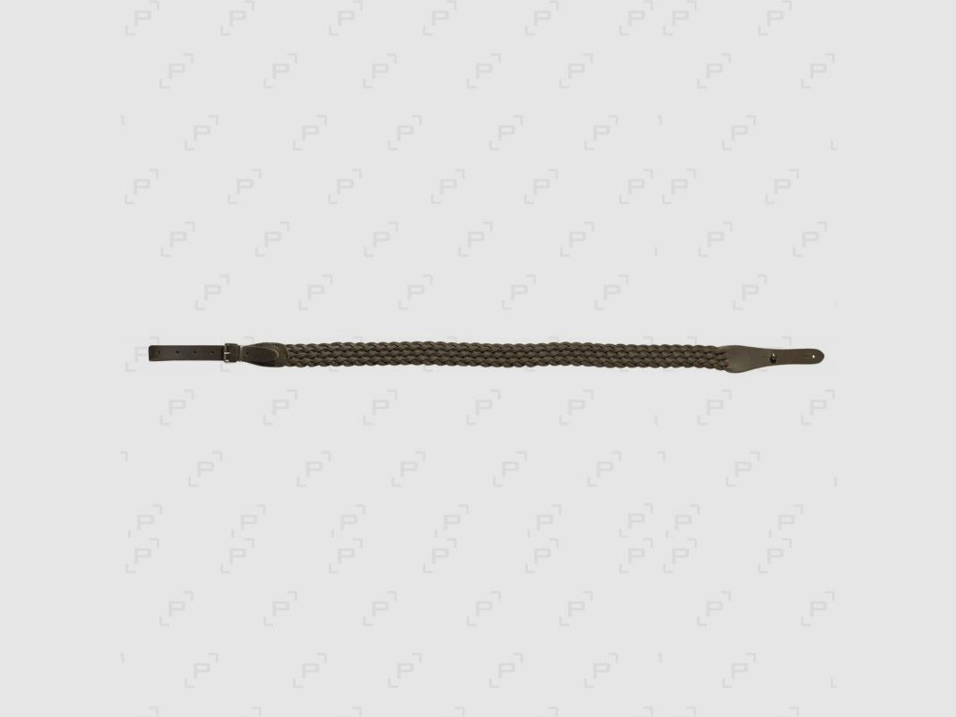 Bretelle tressée cuir marron avec attaches boutons et boucle de ceinture