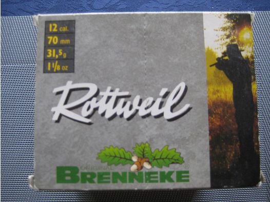 50 Flintenlaufpatronen Kal. 12/70 Rottweil Brenneke