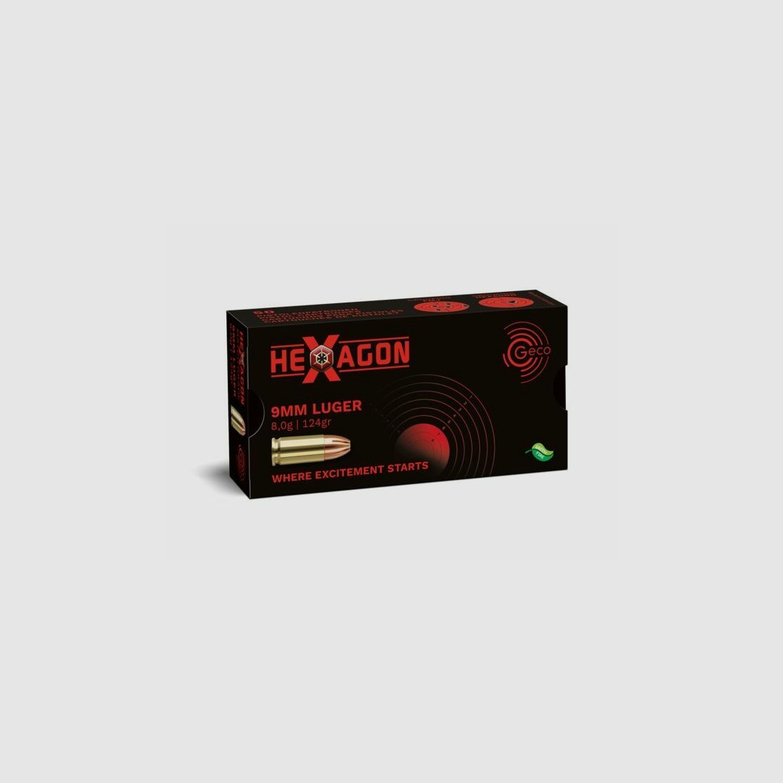 Geco 9mm Luger Hexagon 124grs / 8,0g
